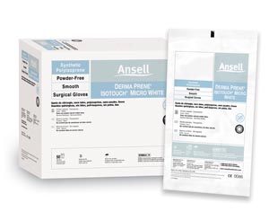 Derma Prene Isotouch Micro White P-F Synthetic Surgical Gloves Size 8  Ansell 20685980