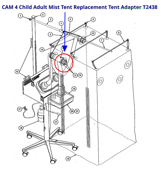 Allied Healthcare CAM 4 Child Adult Mist Tent Replacement Tent Adapter T2438