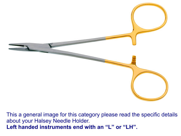 BR Surgical Left Handed Tungsten Carbide TC 5 Inch Halsey Needle Holder Serrated BR24-14413-L