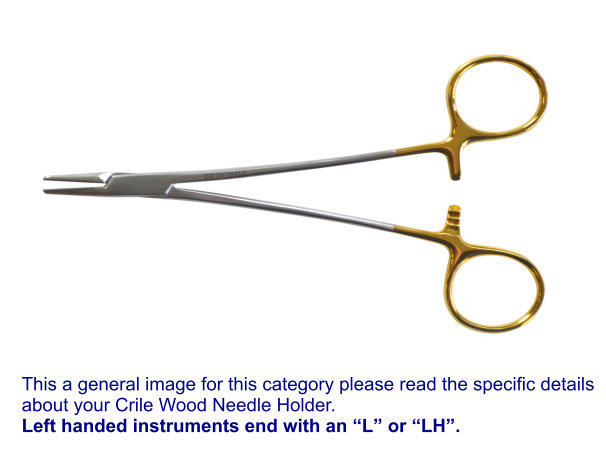 BR Surgical Left Handed Tungsten Carbide TC Crile Wood Needle Holder 6 Inch BR24-16415-L