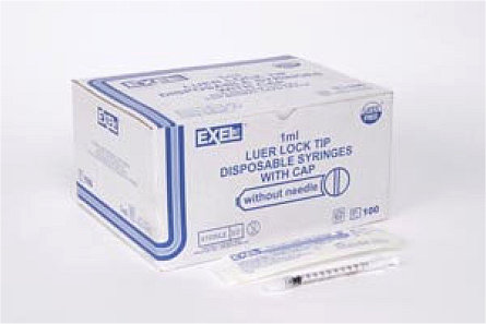 Exel 1cc Tuberculin Low Dead Space Syringe Only Lock Tip w/cap 26049 box