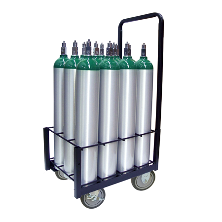 12 Cylinder Medical Oxygen Cylinder Quiet Ride Cart for Size D E and M9 Tanks 150-0172