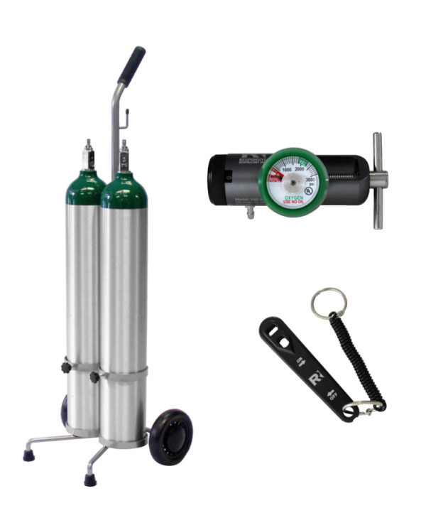 15 LPM Dual E Cylinder Oxygen Therapy Cart Complete 140-0120