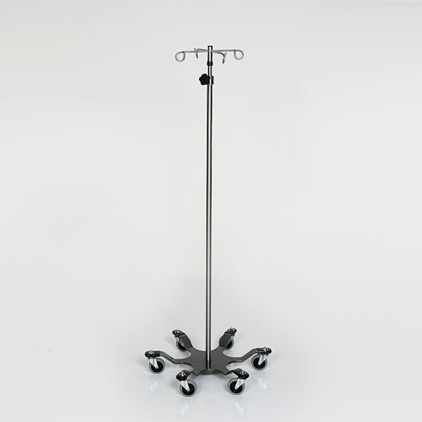 Mid Central Medical Chrome 6 Leg Spider Base 4 Hook Top IV Pole MCM278