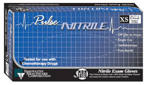 Nitrile Synthetic Exam Gloves X-Small Pulse Nitrile IHC 177052-Box