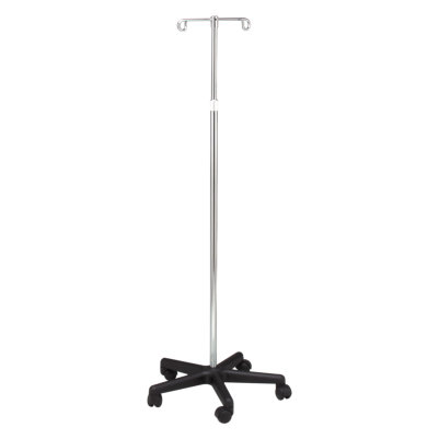 Chrome Plated Steel 2 Hook 5 Leg Base IV Pole 4355