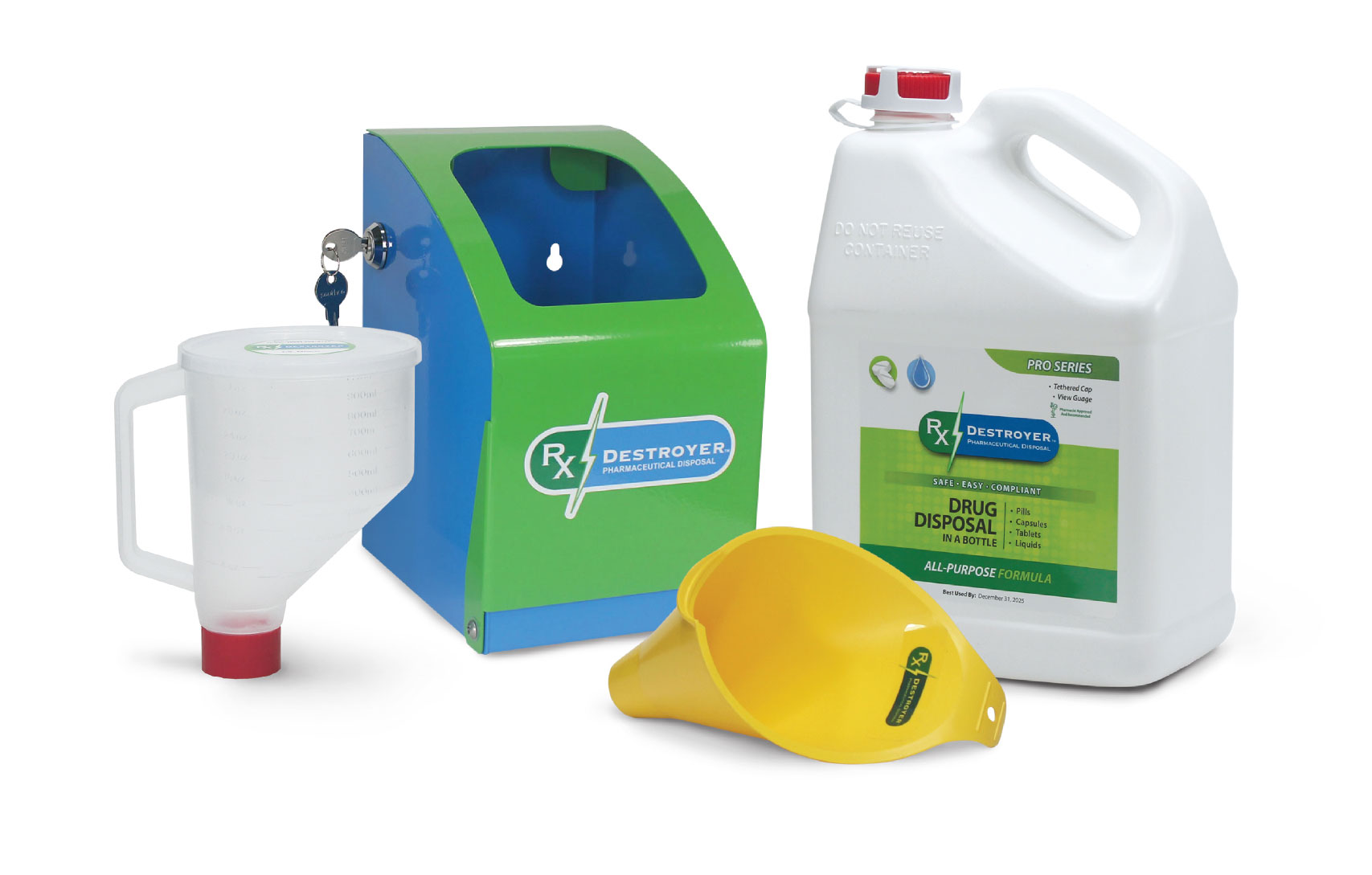 Medicine Waste Disposal 1 Gallon All Purpose Starter Kit with Lock Box RX1-0PROLCKBXK