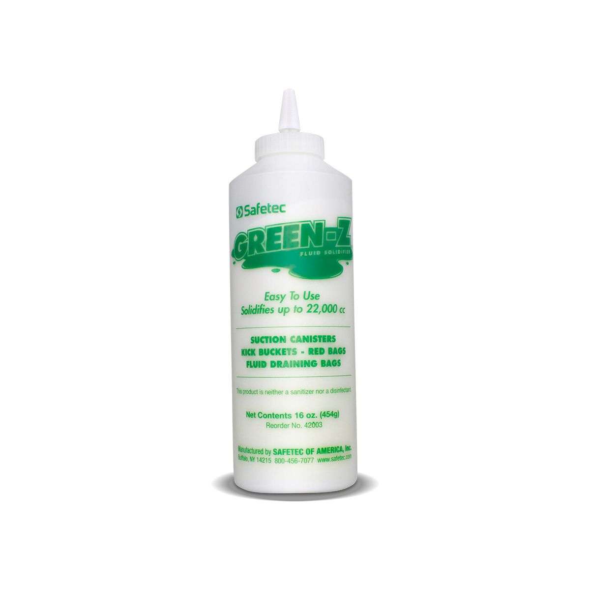 Green-Z Medical Liquid Waste Solidifier up to 22000cc Needle Nose Bottle 42003 Case