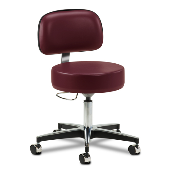 Adjustable 5-Leg Pnuematic Stool with Backrest Aluminum Base and Black Accents 2156-21