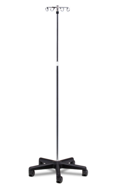 Adjustable Economy Five-Leg, 4-Hook Twist Lock IV Pole with Nylon Composite Base
