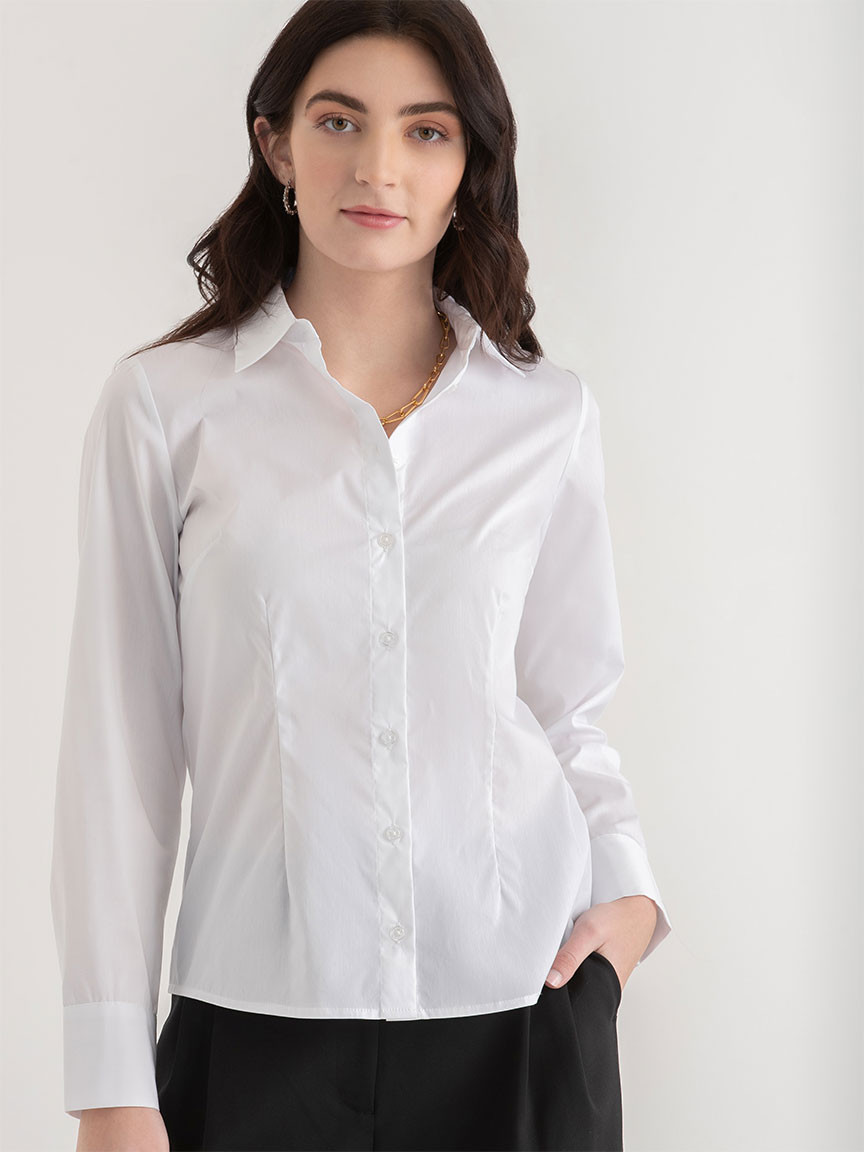 New Talia Fitted Collared Shirt in Lucent White