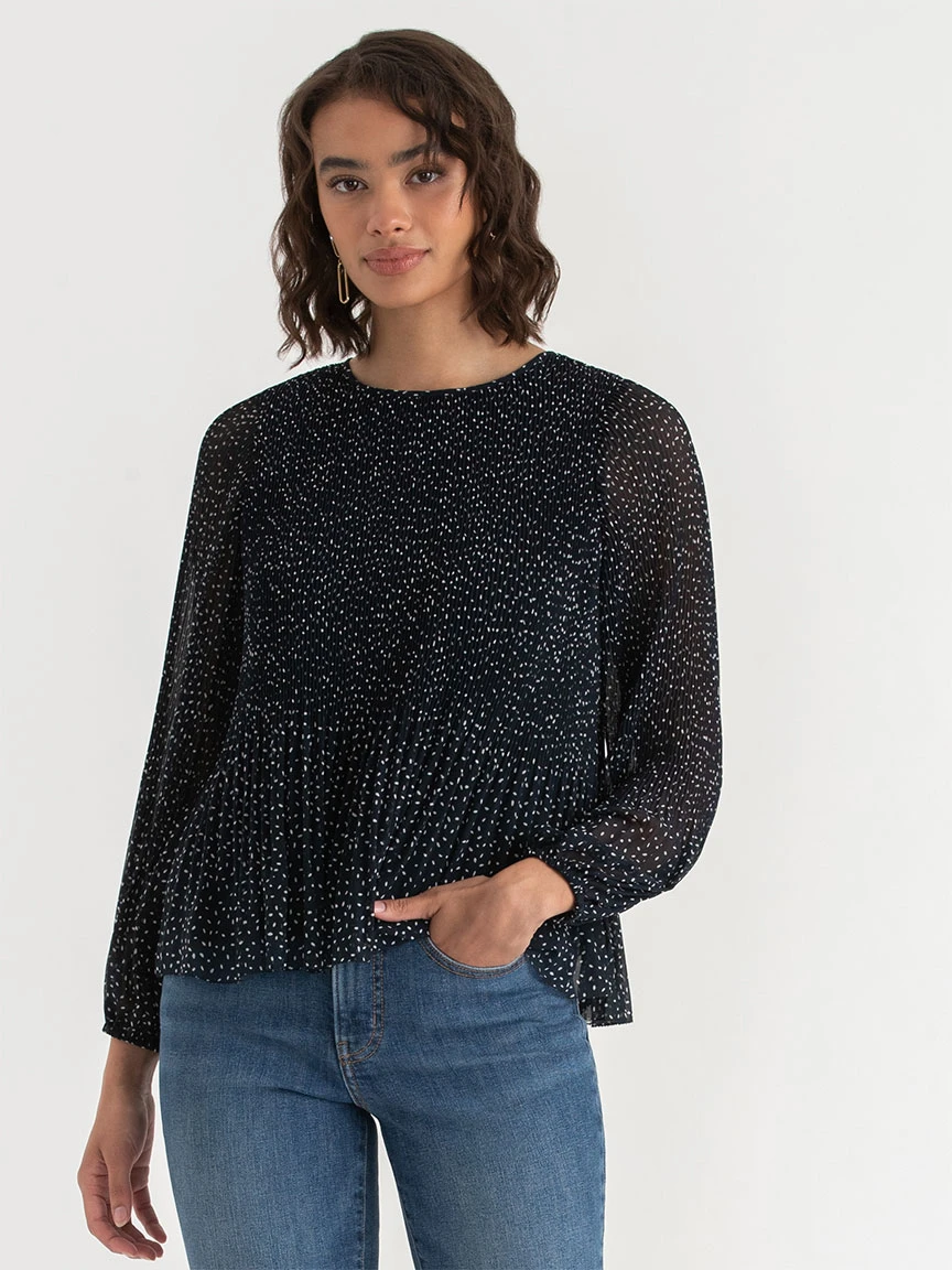 Long Sleeve Release Pleat Blouse