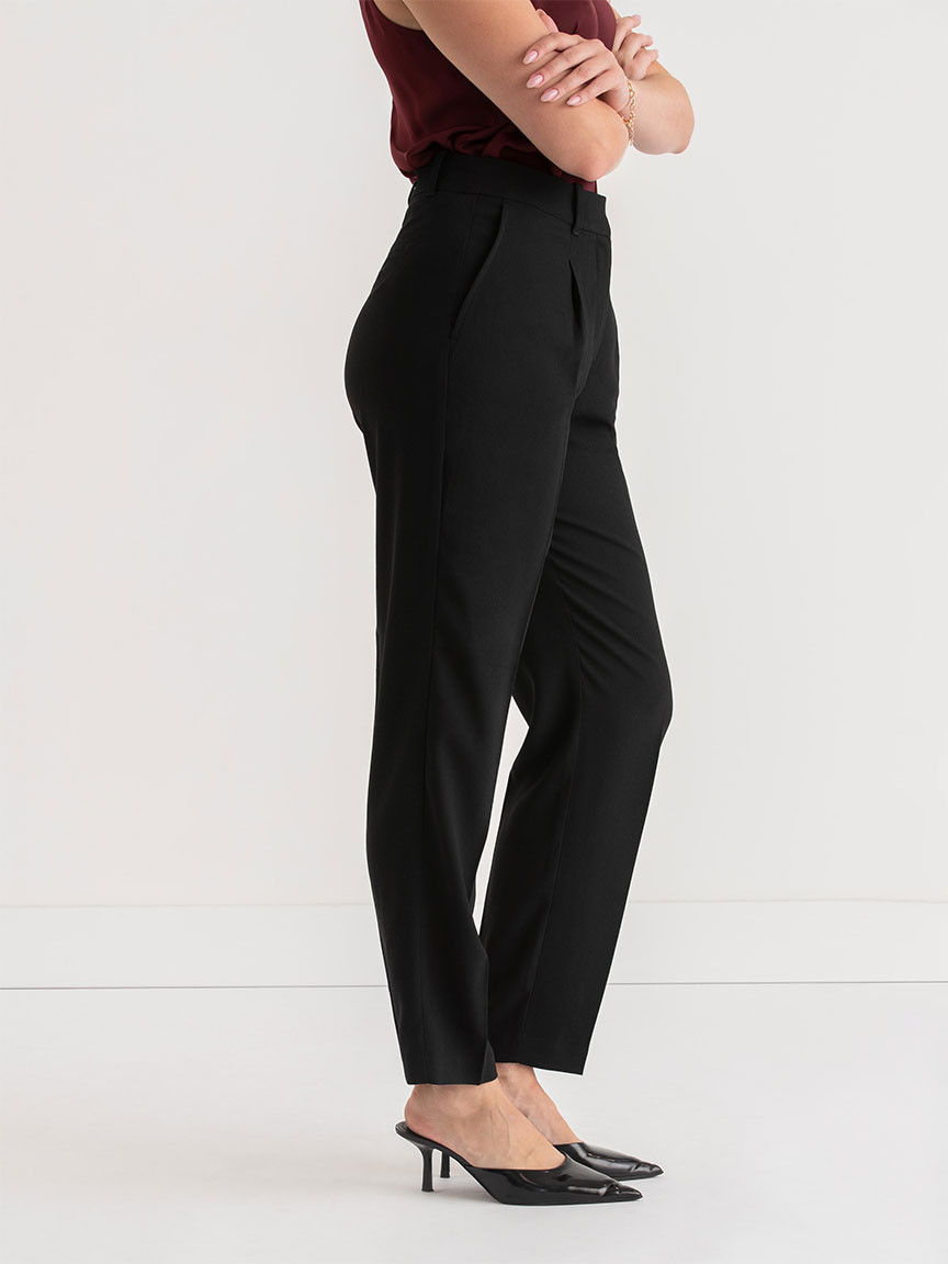 Slim Leg Crepe Pants in Black