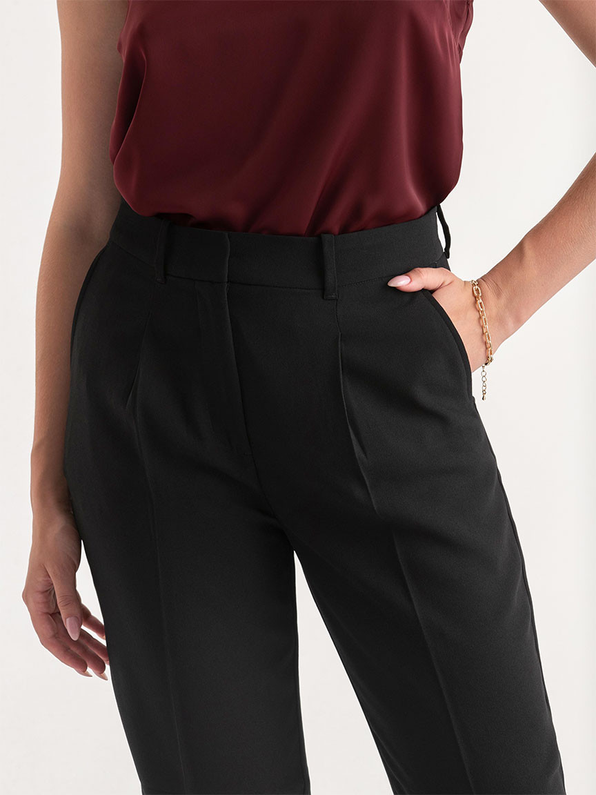 Slim Leg Crepe Pants in Black