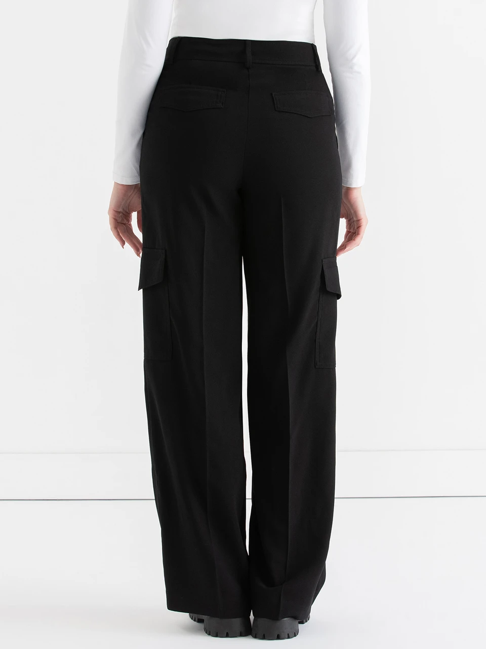 Cargo Wide Leg Crepe Pant