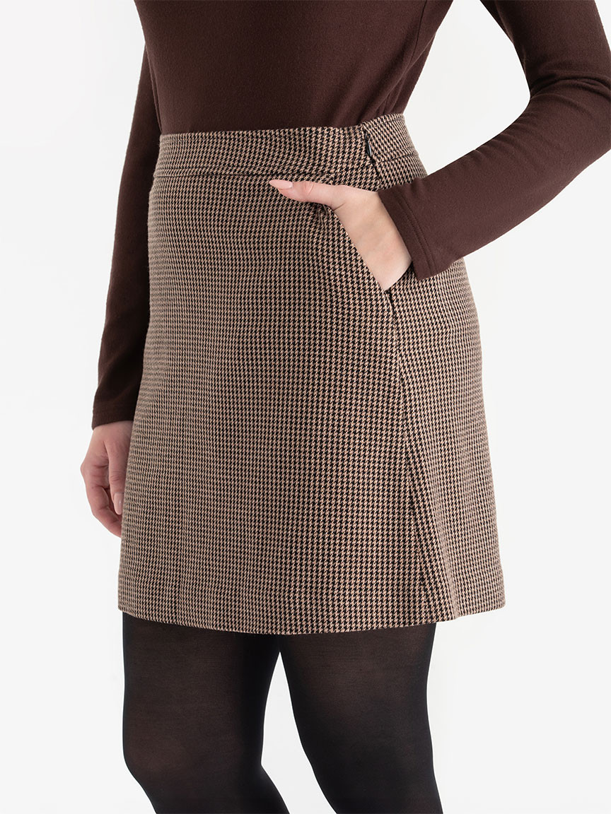 Wool-Blend Houndstooth Mini Skirt