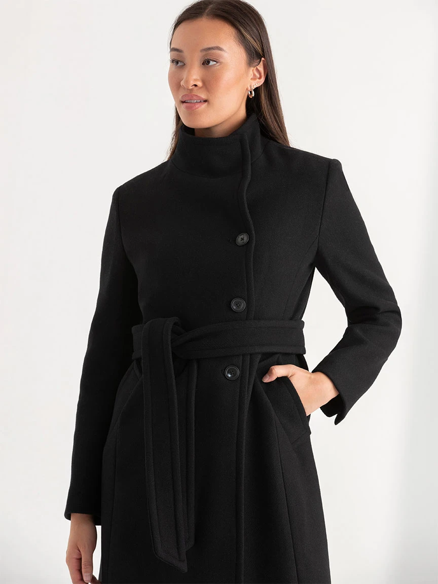 Wool Wrap Black Coat