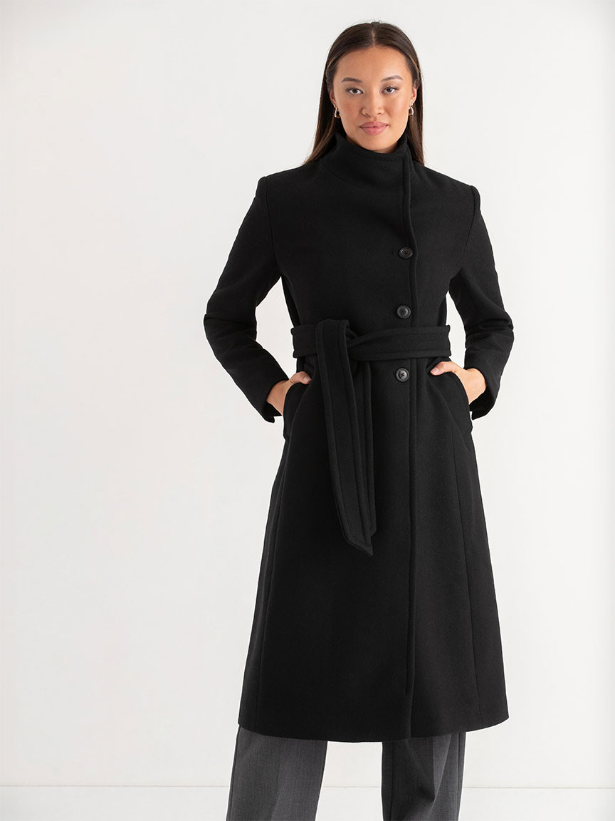 Wool Wrap Black Coat