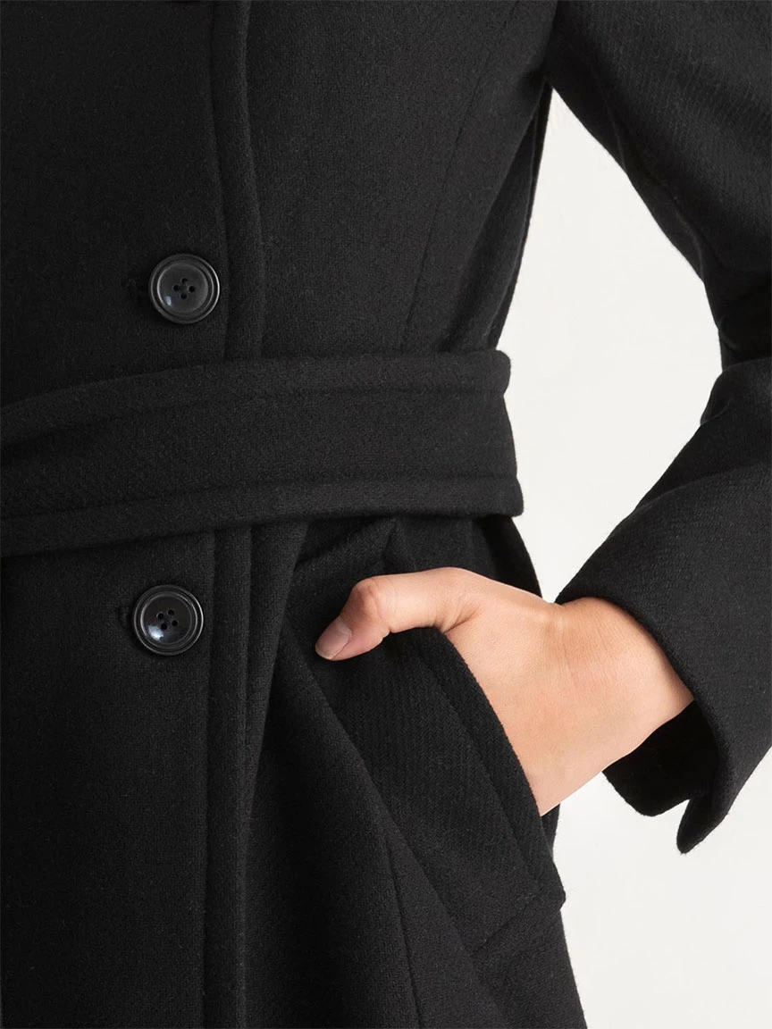 Wool Wrap Black Coat