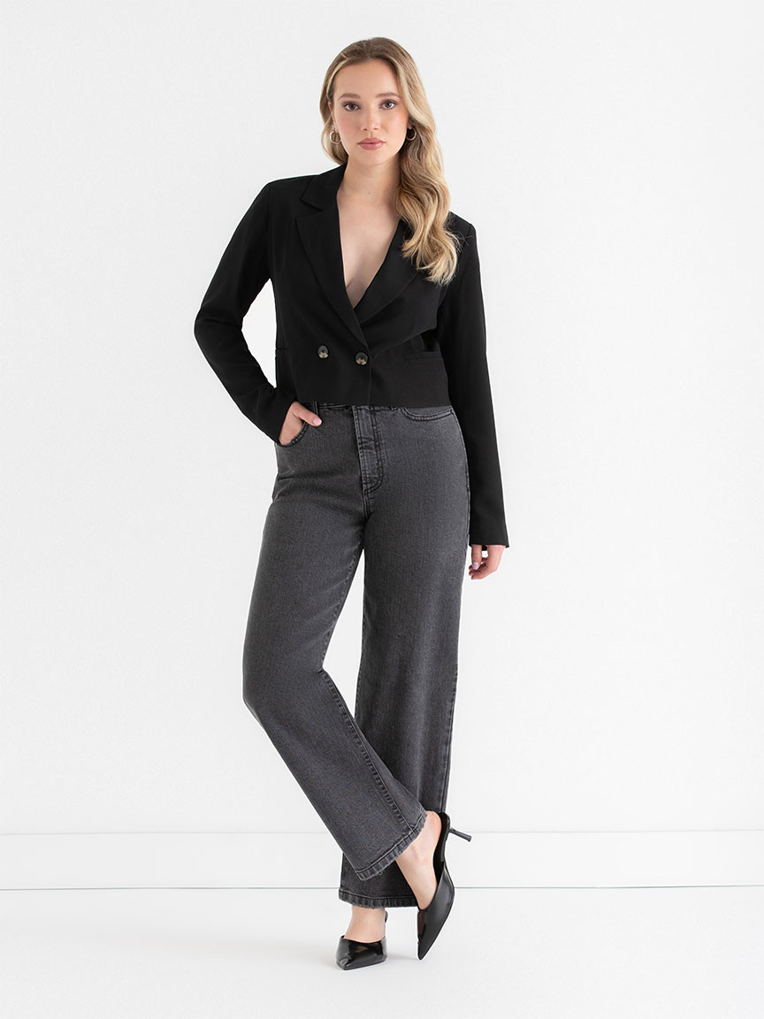 Crop Blazer in Crepe