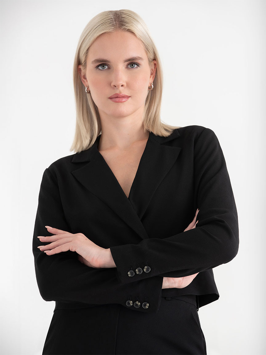 Crop Blazer in Crepe