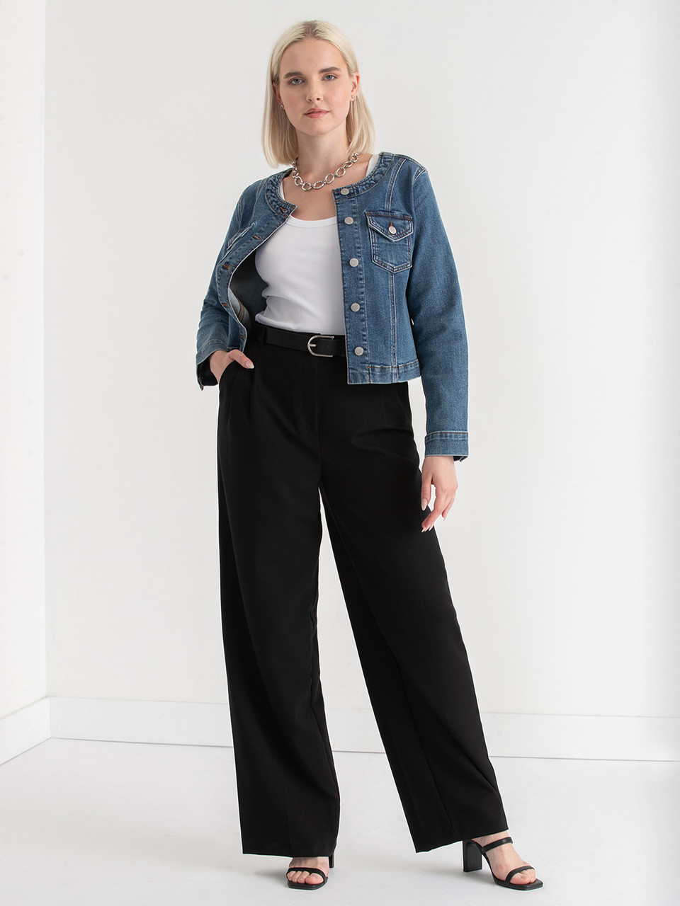 Collarless Denim Jacket | Rickis