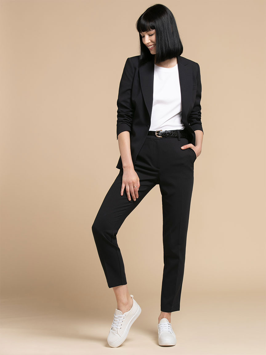 Parker Slim Ankle Pant in Soft Black Luxe Tailored