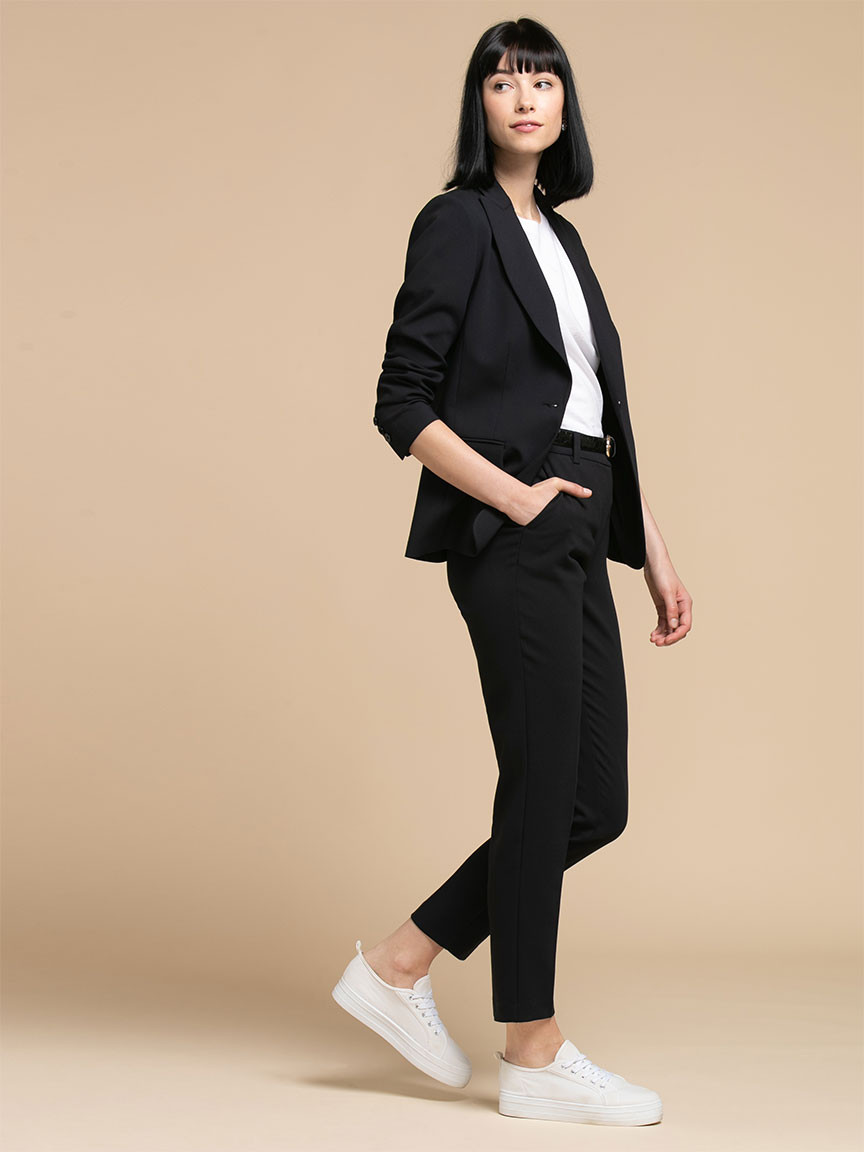Parker Slim Ankle Pant in Soft Black Luxe Tailored