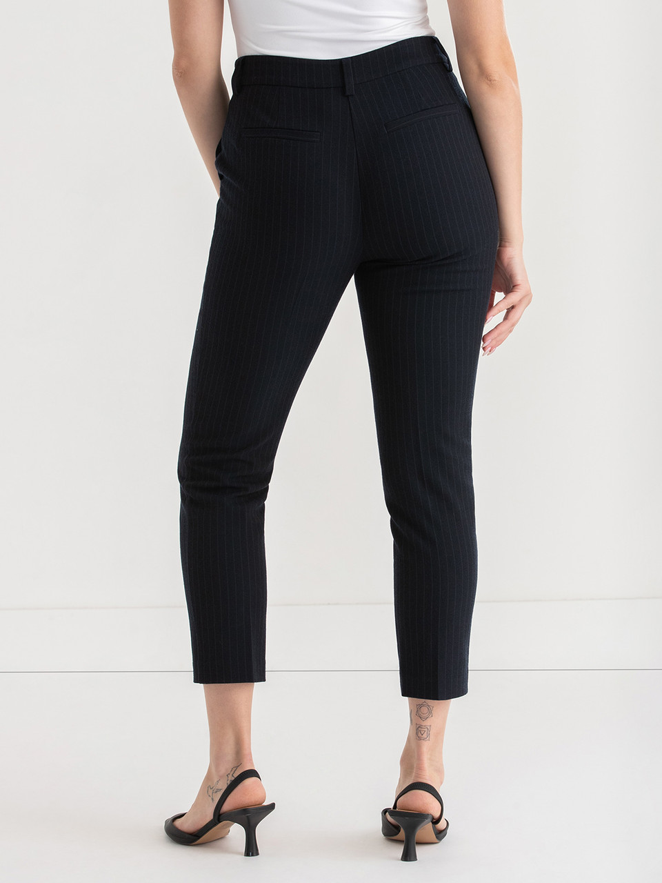 Parker Slim Leg Pant in Salute Pinstripe Luxe Tailored