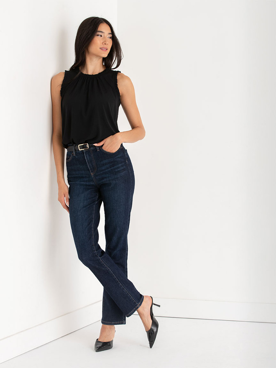 Rory Sleeveless Ruffle Trim Top | Rickis