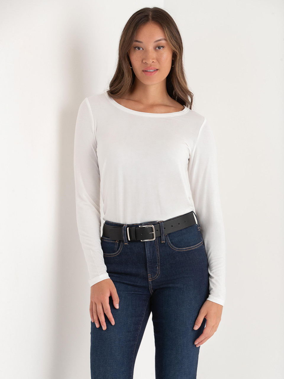 Modal Long Sleeve Scoop Neck Top