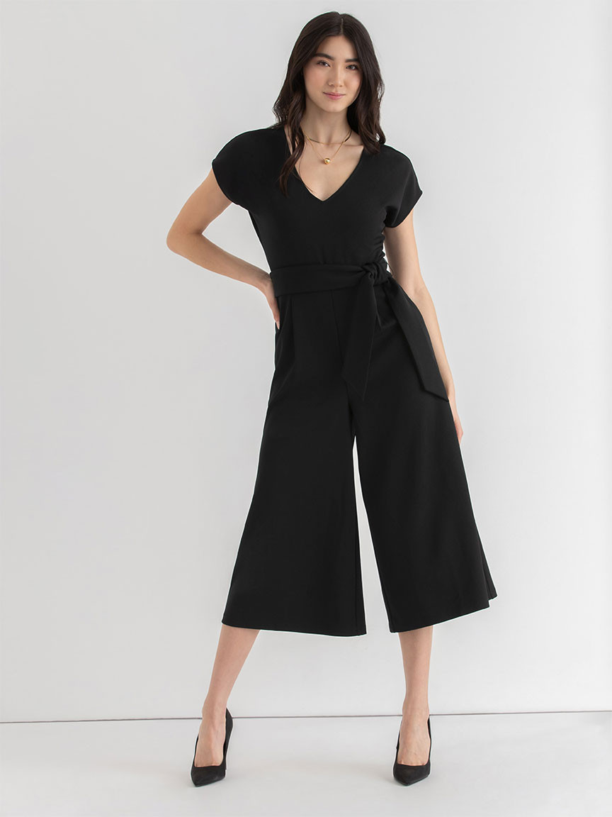 Venus Wide Crop Jumpsuit in Iconic Crepe