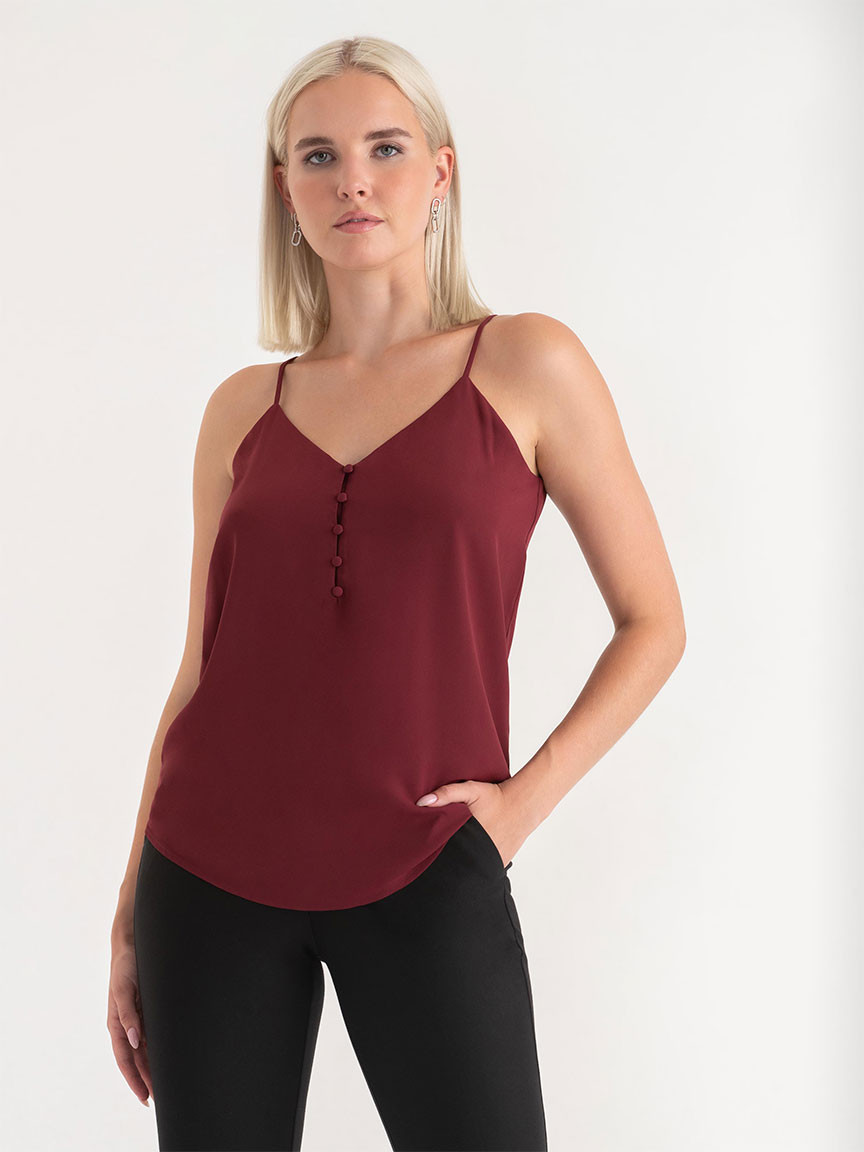 Sadie Strappy V-Neck Tank with Buttons