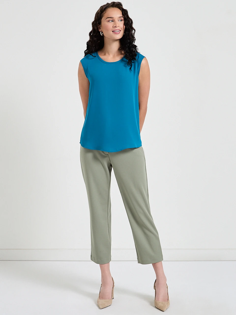 2-Layer Cap Sleeve Blouse
