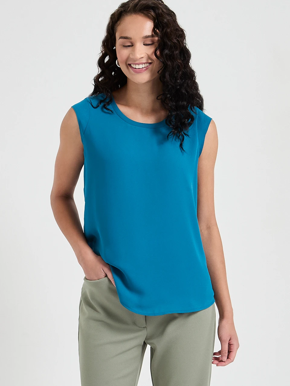2-Layer Cap Sleeve Blouse
