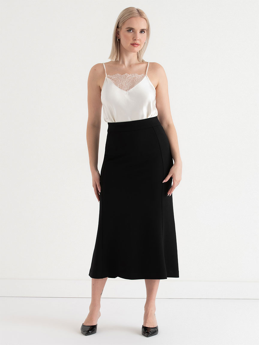 Midi Flute Skirt in Iconic Crepe