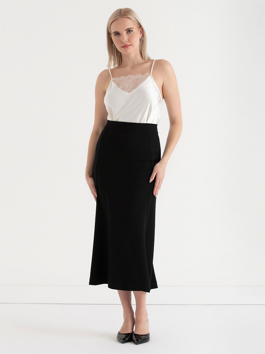 Midi Flute Skirt in Iconic Crepe