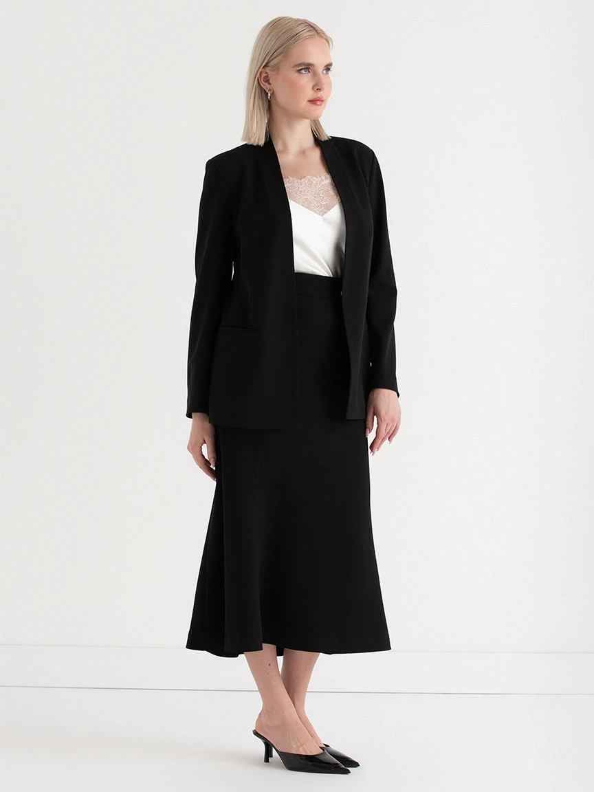 Midi Flute Skirt in Iconic Crepe
