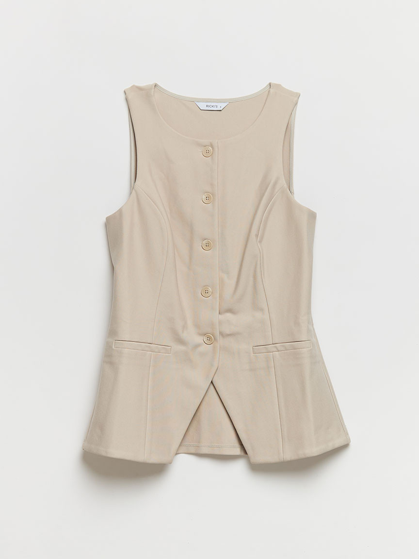 Crew Neck Vest in Luxe Ponte