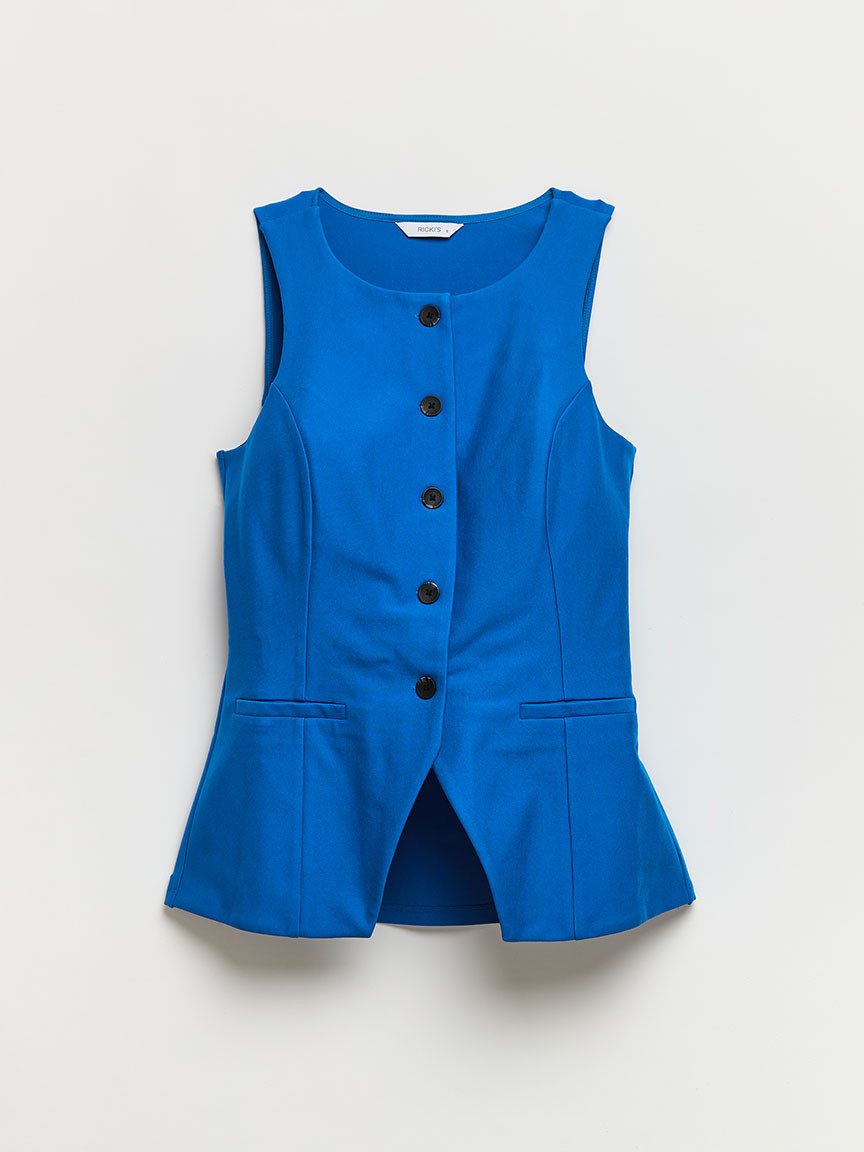 Crew Neck Vest in Luxe Ponte