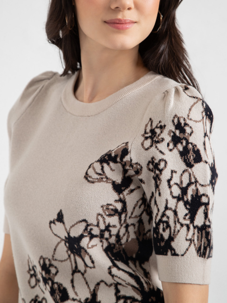 Puff Sleeve Pullover in Pumice Stone