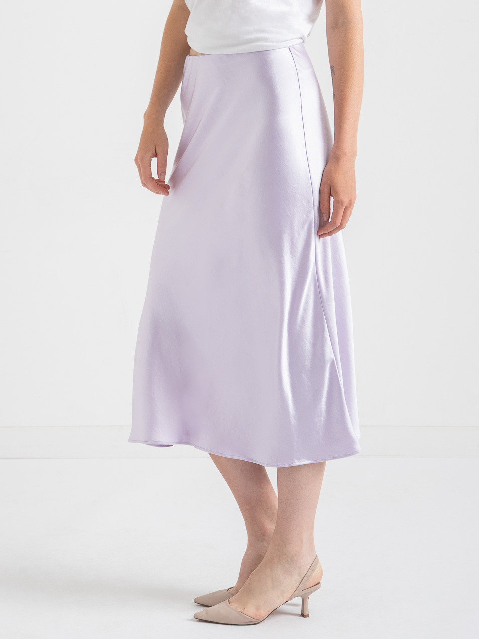 Satin Midi Skirt in Orchid Petal | Ricki's