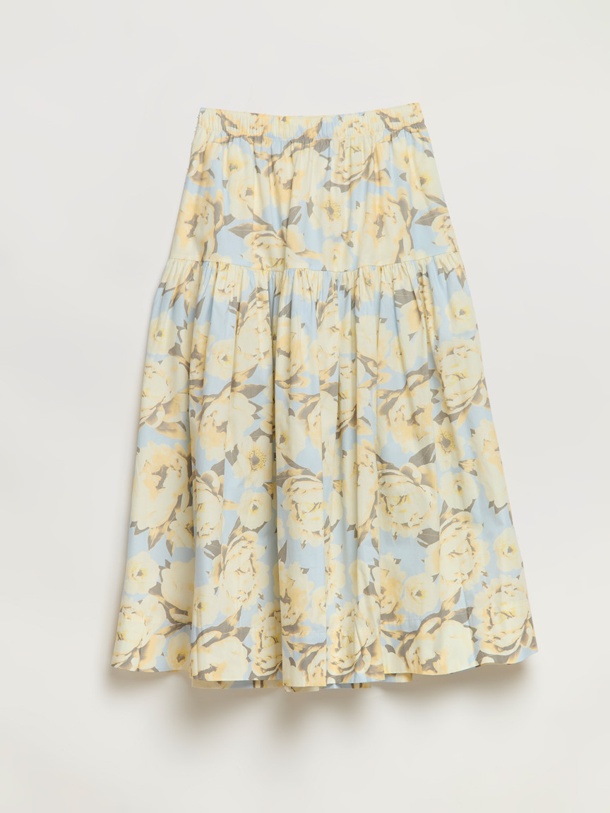 Tiered Poplin Midi Skirt