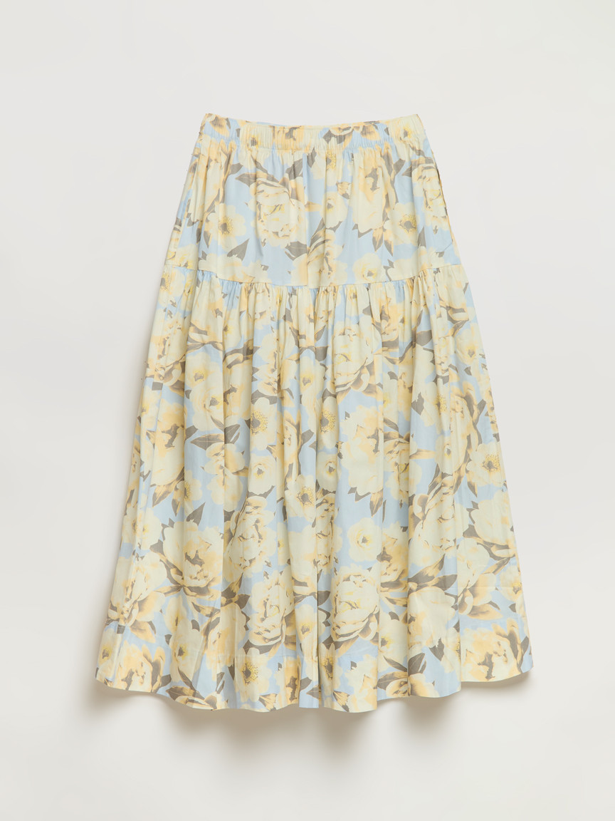 Tiered Poplin Midi Skirt
