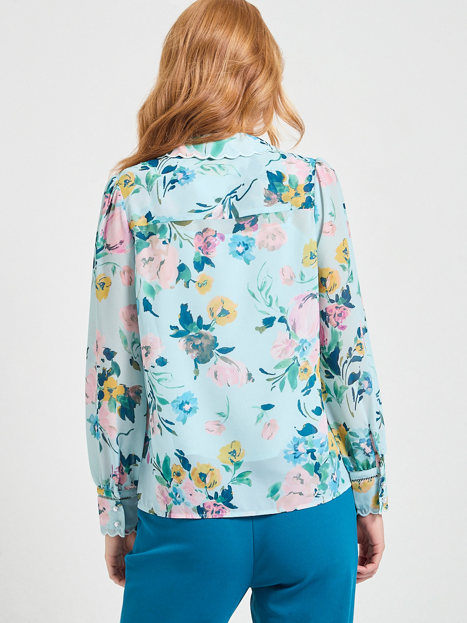 Long Sleeve Scallop Detail Blouse | Ricki's