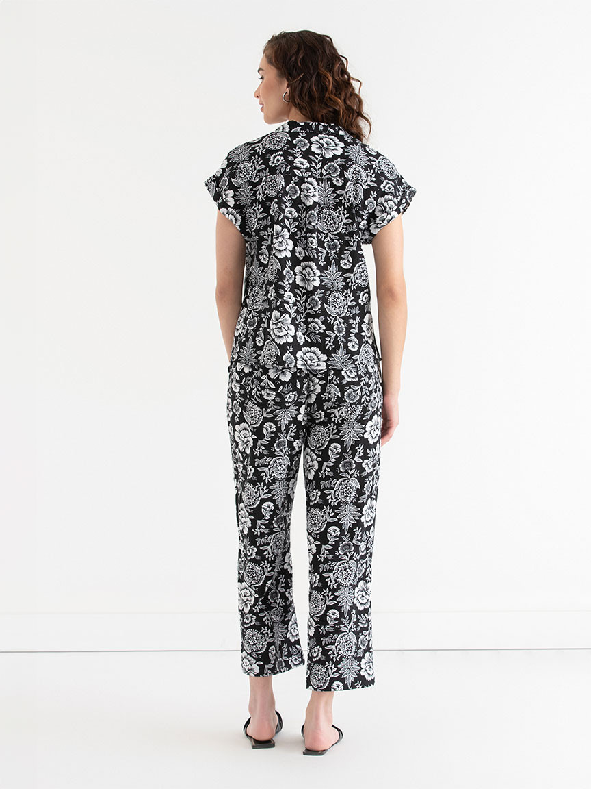 Short Sleeve Linen Button Up Blouse