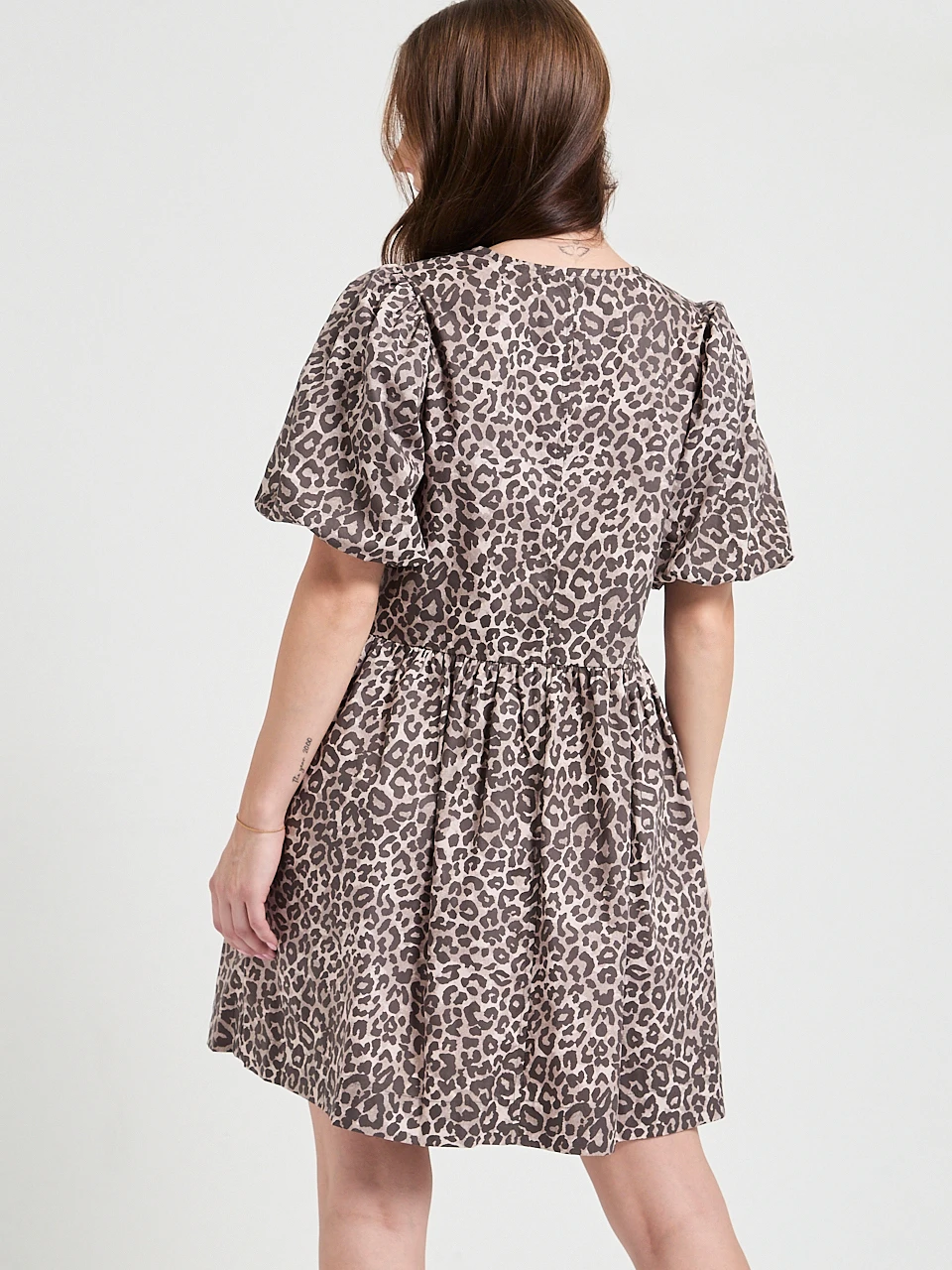 Short Sleeve Poplin Puff Sleeve Dress