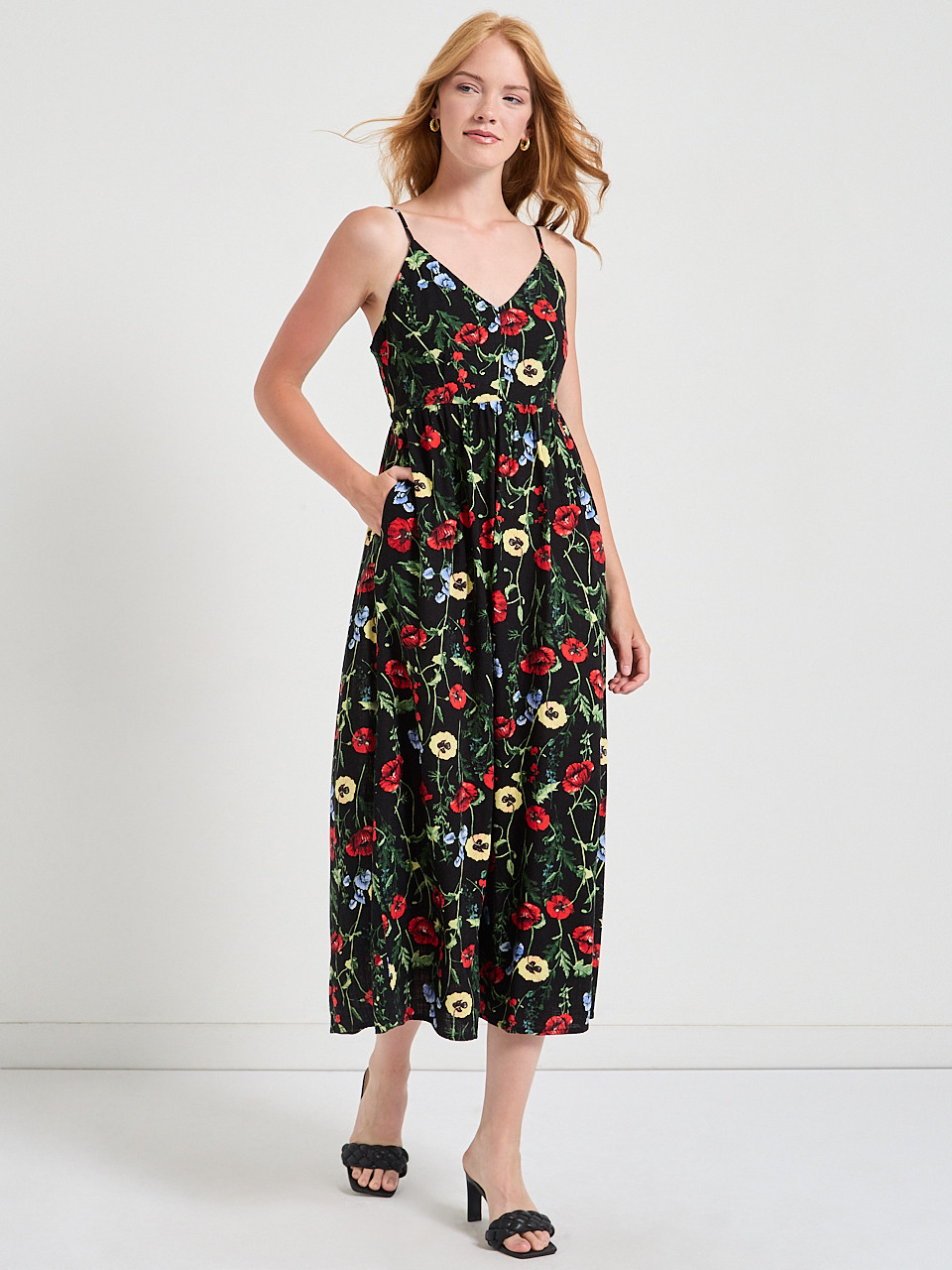 Strappy Linen Midi Dress