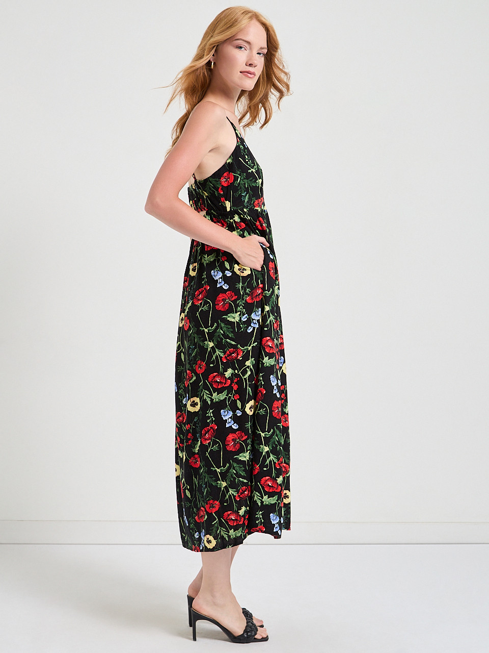 Strappy Linen Midi Dress