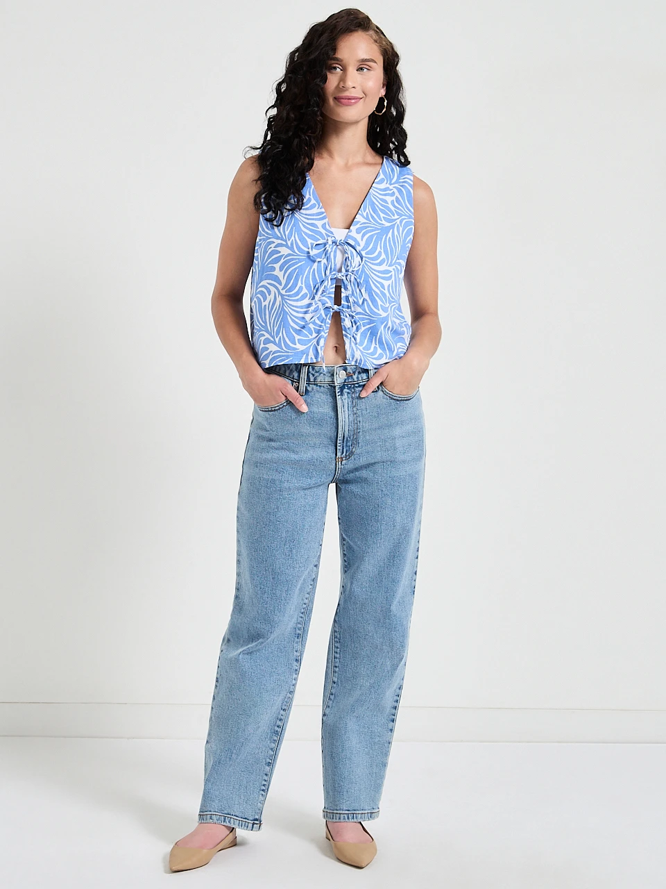 Tie Front Top in Linen